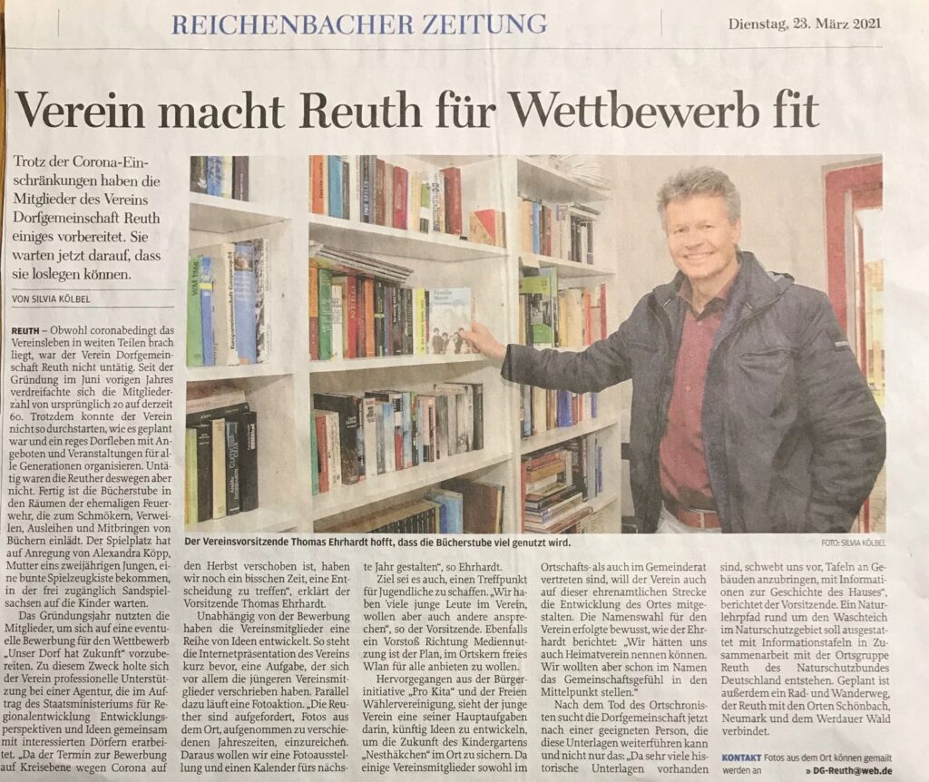 Freie Presse Artikel 23.3.2021 Verein macht Reuth für Wettbewerb fit